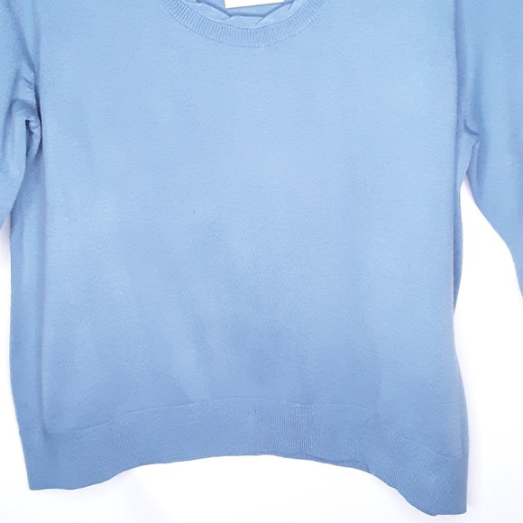 Lands End Womens Baby Blue Twisted Scoop Neck Pullover Sweater Size Large Petite - Picture 3 of 7